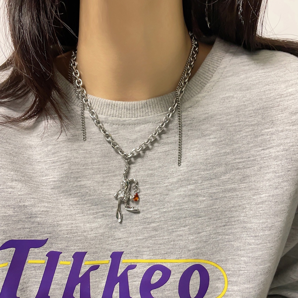 [Rabbit Series] Aksesoris Kalung Liontin Kelinci Rantai Klavikula Kepribadian Retro Versi Korea