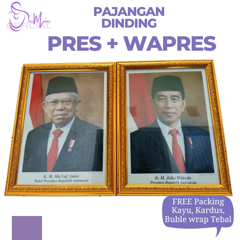 Gambar Presiden Dan Wakil Presiden Pigura Dekorasi Dinding Bahan Polyframe Fiber Poster Foto 1 Set