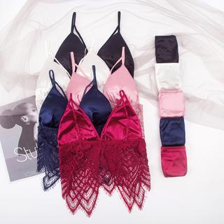 GO! BS1031 Lingerie Wanita Sexy lingeri Set Lace transparan Seksi Set + G-String Wanita Motif Renda