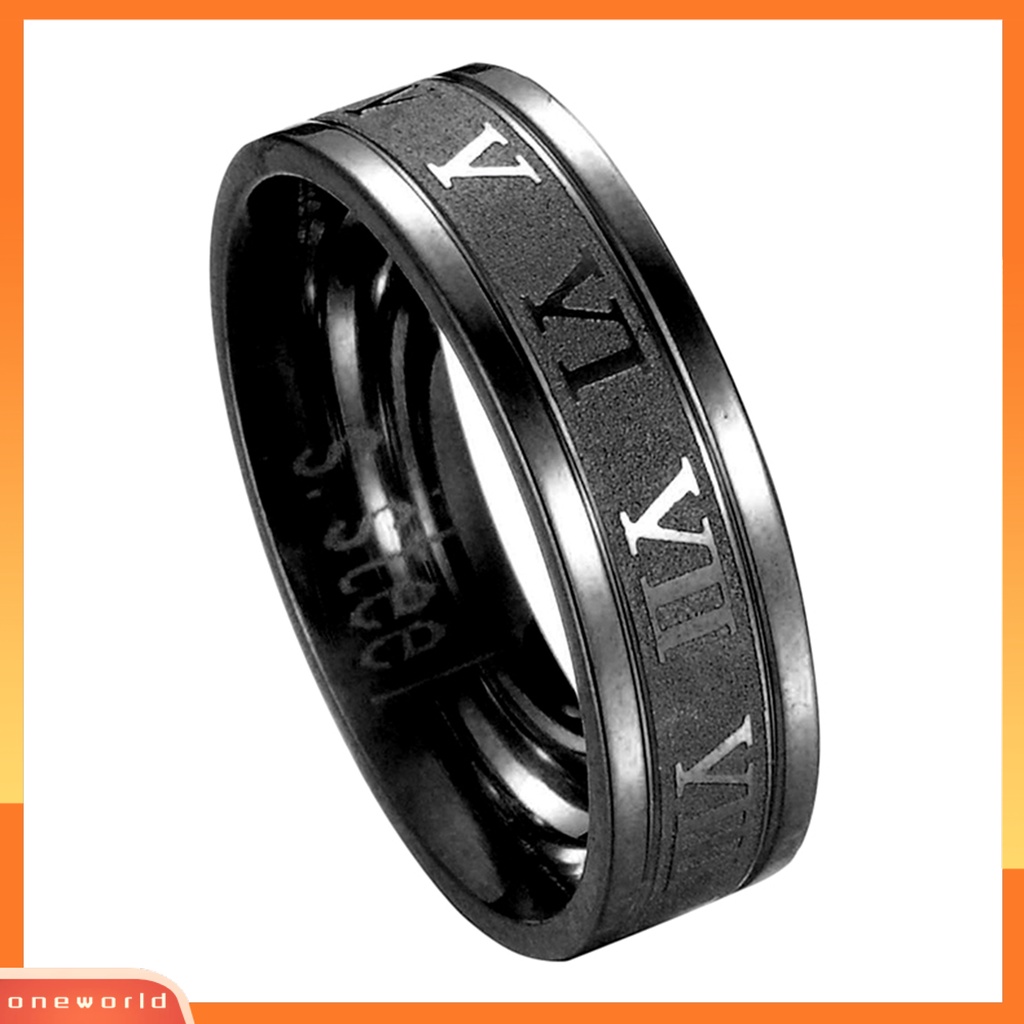 {oneworld} Cincin Punk Kreatif Unisex Titanium Steel Angka Romawi Cincin Untuk Hadiah Pesta Kehidupan Sehari-Hari