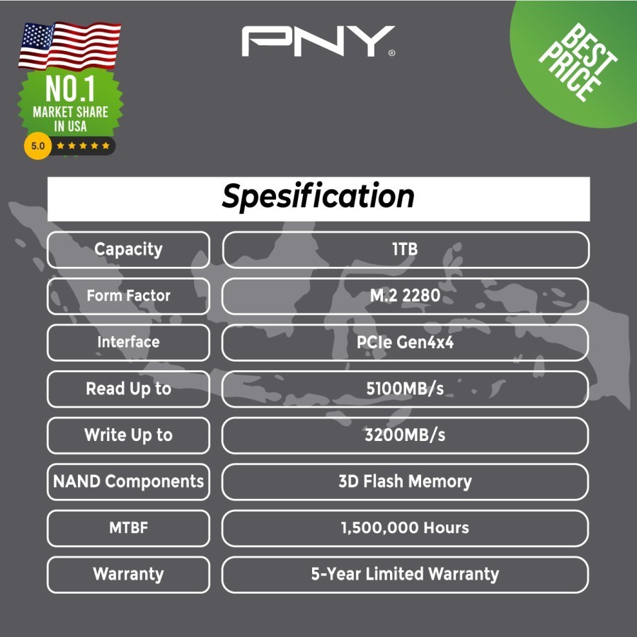 SSD PNY CS2241 M.2 NVME 1TB - Gen4x4