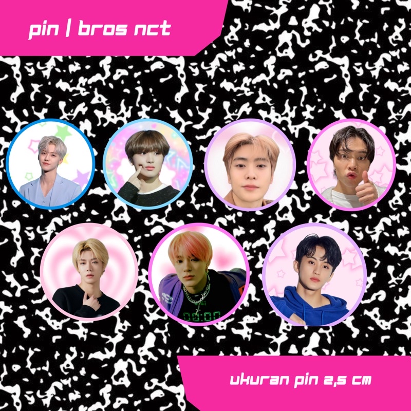 (min beli 2) pin/bros motif nct untuk dekorasi tempat pensil baju dll