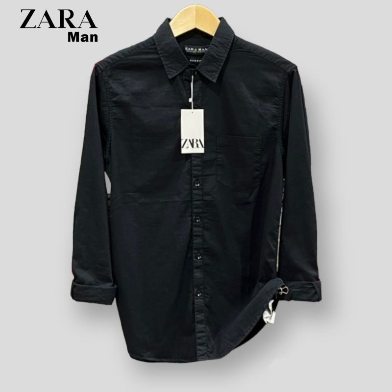 ZARA Kemeja Pria Basic Polos Panjang Variant Warna Catun Twill