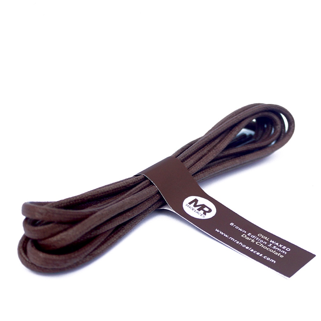 MR Shoelaces BE07 Dark Chocolate (Coklat Tua) Tali Sepatu Lilin Oval 3.5mm (Waxed Laces) 50cm 80cm 100cm 120cm 150cm - Coklat Tua