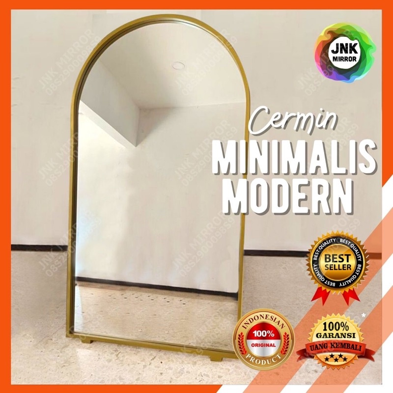 cermin oval berdiri kayu besar