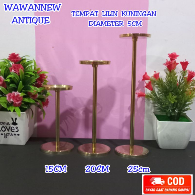 Tempat Lilin Aromaterapi Kuningan Antik Murah Motif Polos / Candle Holder