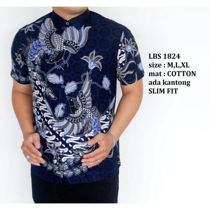 Baju Batik Pria Slimfit Kemeja Lengan Pendek Slim Fit LBS 1824