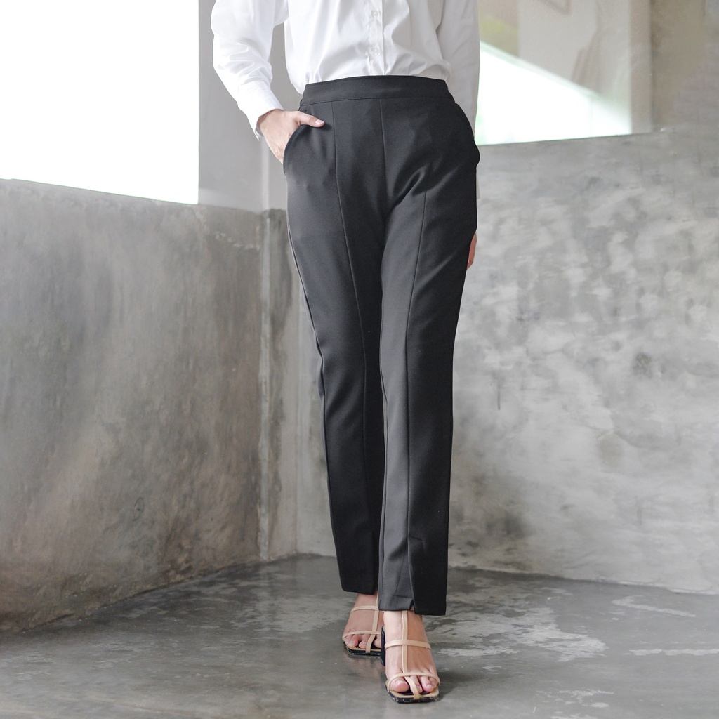 NUNA Coco Slit Pants Celana Wanita -  Smoke