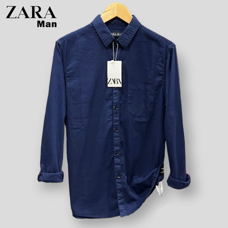 ZARA Kemeja Pria Basic Polos Panjang Variant Warna Catun Twill