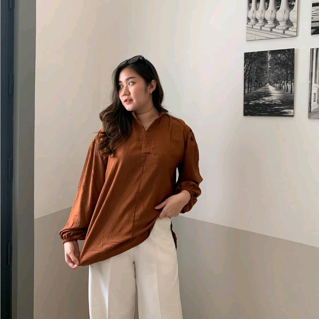 AVE Violet blouse | Blus crinkle lengan panjang