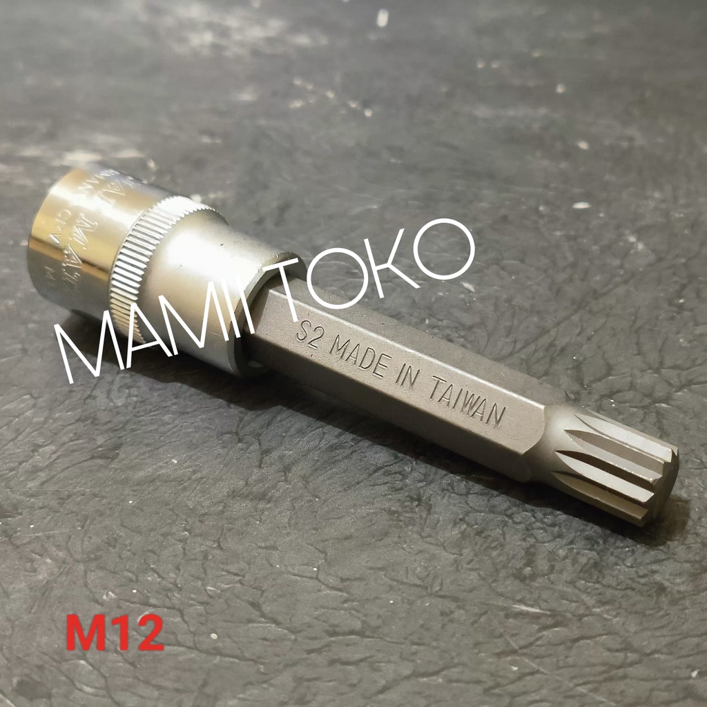 Kunci sok bintang Spline Bit M12 Buka Silinder Head all new Avanza