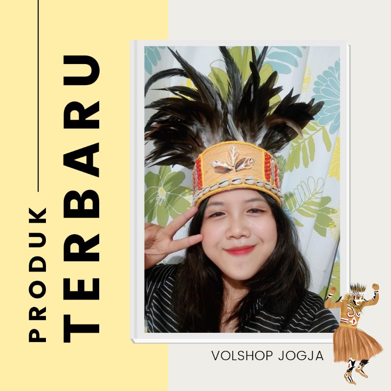 ACCESSORIES BULU MAHKOTA KEPALA SUKU ADAT PAPUA KOSTUM ANAK/DEWASA IKAT KEPALA TOPI TRADISIONAL HANDMADE