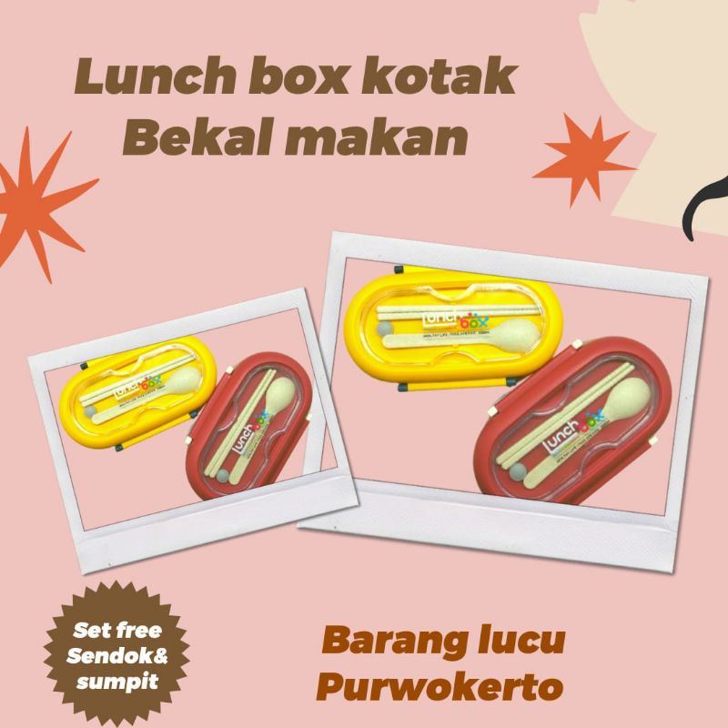 Jual Lunch Box Kotak Bekal Makan Set Free Sendok Dan Sumpit Tempat