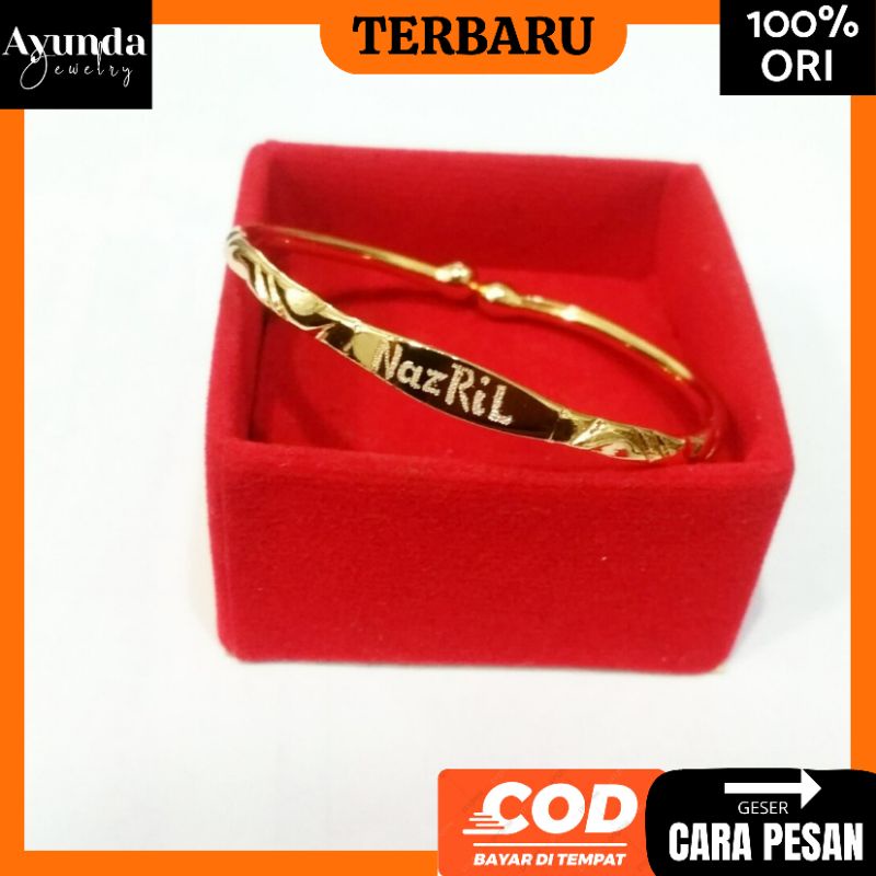 UKIR NAMA Gelang Anak lapis emas Gelang Baby anti karat anti step