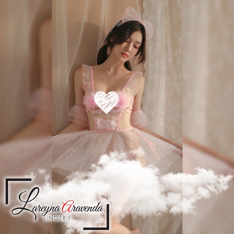 Lareyna Aravenda Set Lingerie Gaun Malam + Bando + CD Model Kostum Pengantin LG558