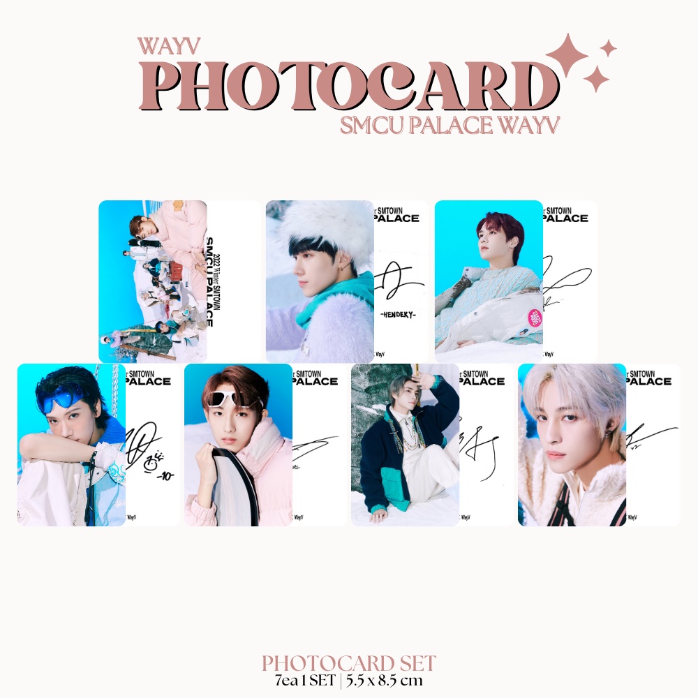 PHOTOCARD WAYV SMCU 2SISI (ISI 7 PCS + LAMINASI 2 SISI) TANDA TANGAN TTD KPOP IDOL KOREA PREMIUM MURAH UNOFFICIAL KUN TEN WINWIN LUCAS XIAOJUN HENDERY YANGYANG READY STOCK !