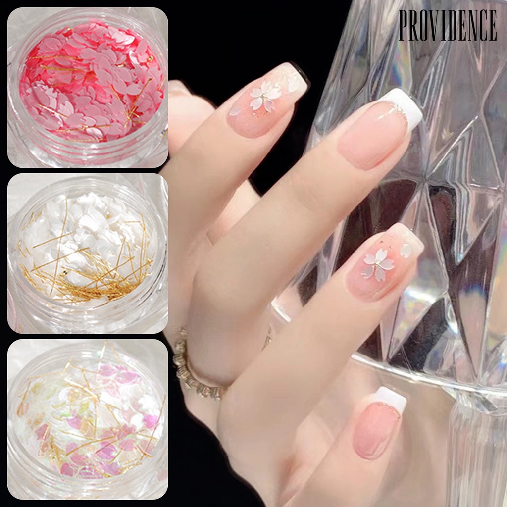 Providence 2kotak Kuku Serpihan Dekorasi Cahaya-Memantul Bersinar Tidak Luntur DIY Gloss Super Peri Bunga Sakura Nail Art Payet Perlengkapan Kuku