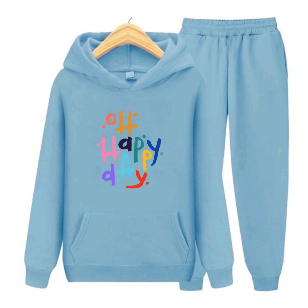 Setelan Sweater anak OH HAPPY DAY /Baju Sweater Hoodie Anak