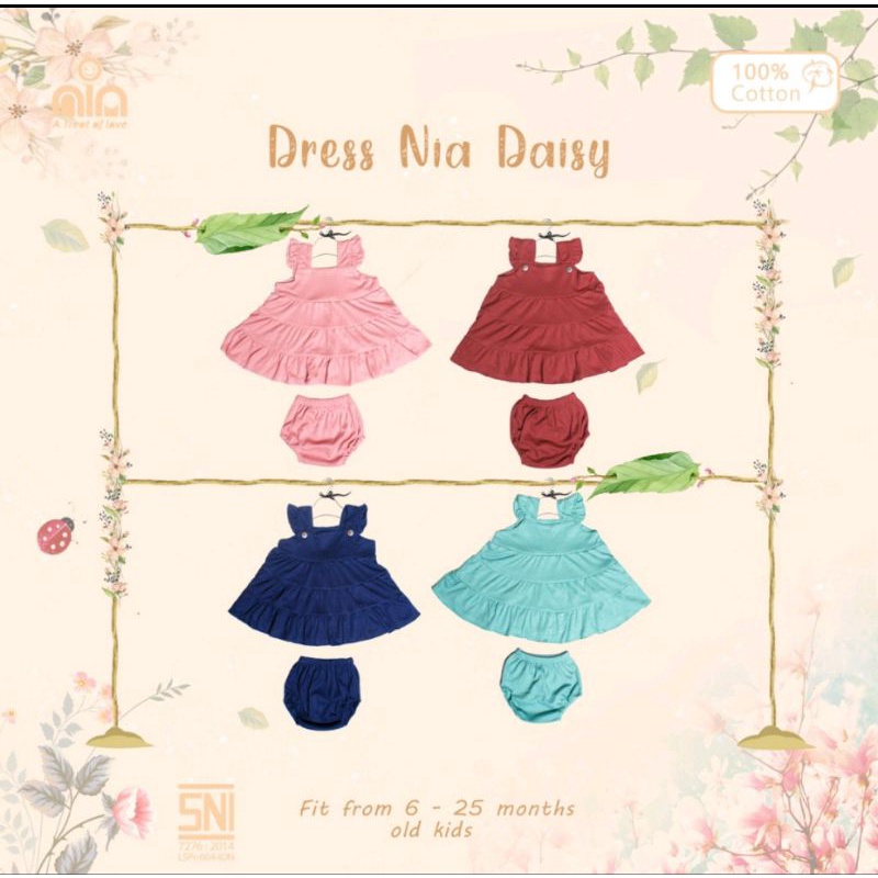 NIA Dress Daisy Bayi Warna Polos Premium SNI