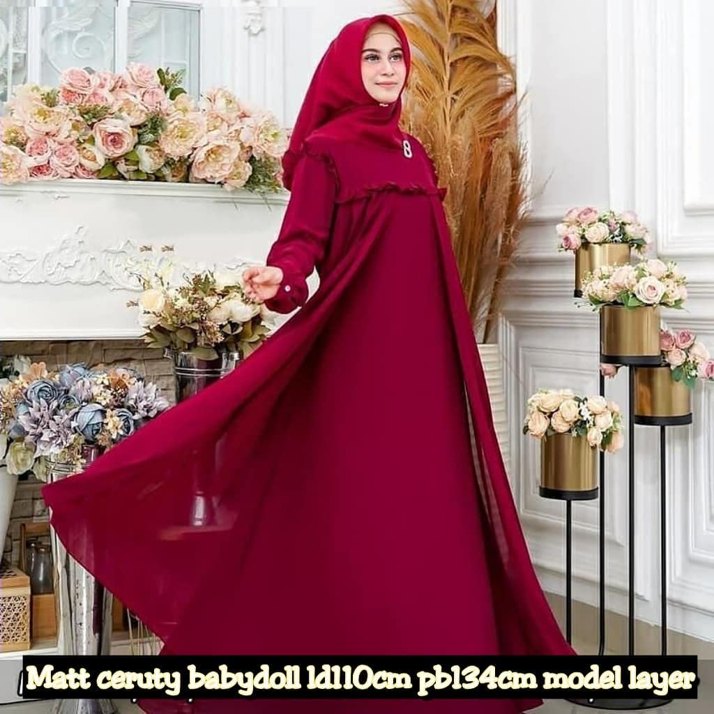 Baju Gamis Wanita Terbaru AYESHA DRESS BO Gamis Muslimah Bahan Ceruty Babydoll Gamis Kondangan Gamis
