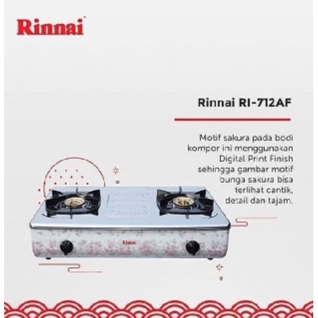 RINNAI KOMPOR RI 712 AF / RI-712AF (2 TUNGKU) GARANSI RESMI