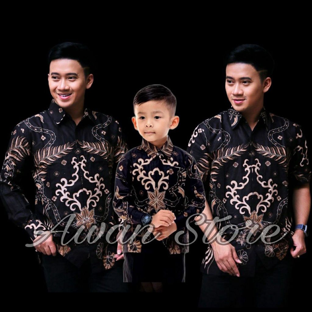 TERBARU Couple sweet || couple batik ayah dan anak cowok BATIK HITAM