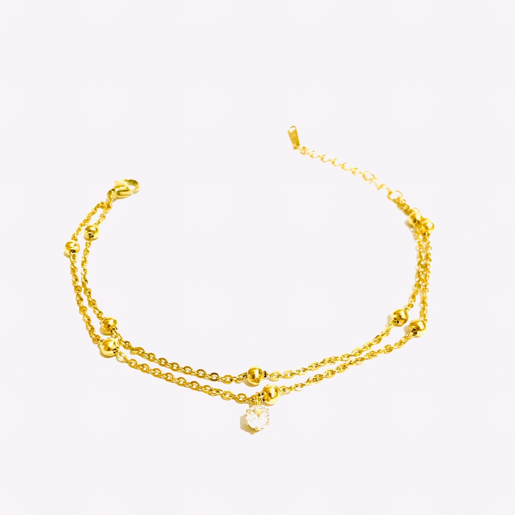 Gelang Rantai Titanium Wanita Lapis Emas Anti Karat GRT-37-21-19-AMK