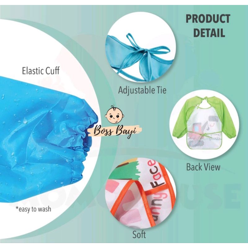 BOSS BAYI - Bib Panjang / Celemek Baju Bayi Anak Waterproof