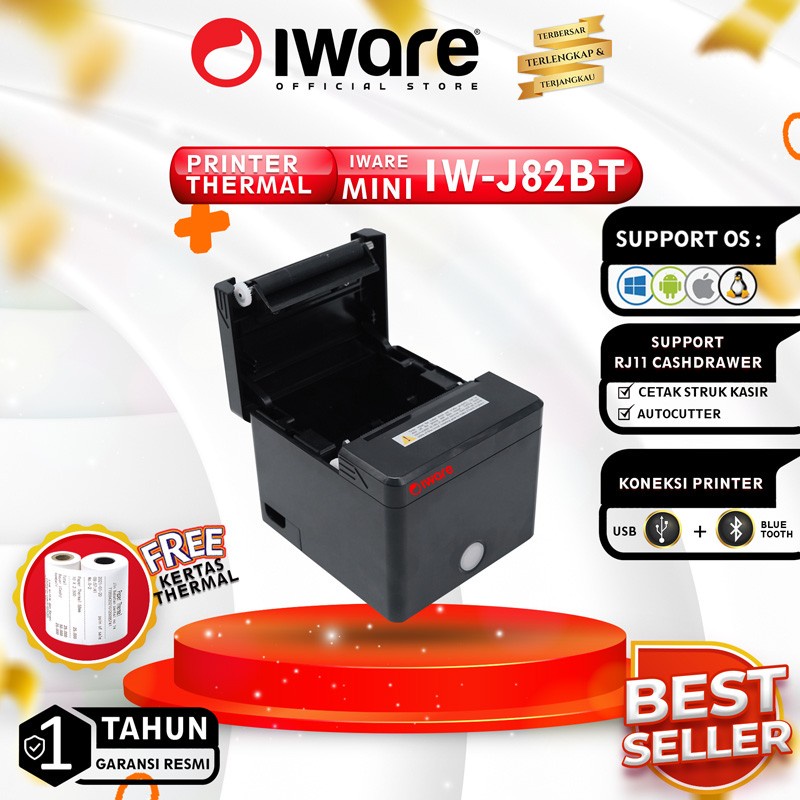 Printer Kasir Thermal Iware IW-J82BT 80MM usb+Bluetooth Autocutter RJ11