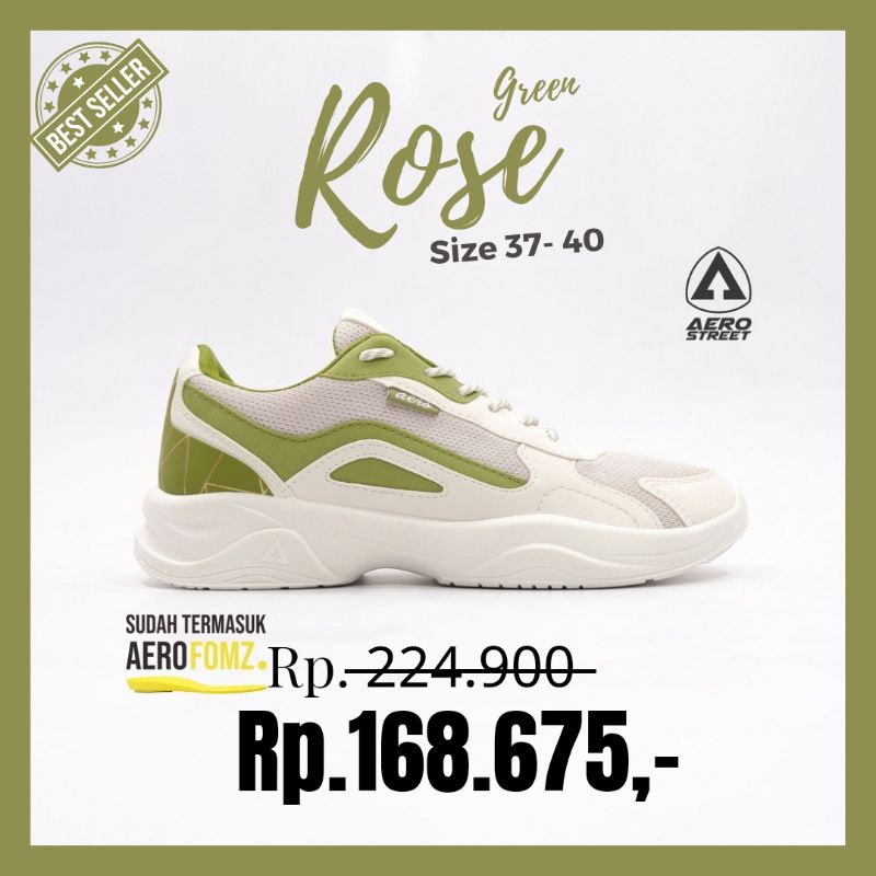 Aerostreet 37-40 Rose Putih cream hijau muda matcha - Sepatu Sneakers Casual Sport Pria Wanita Aero Street medan