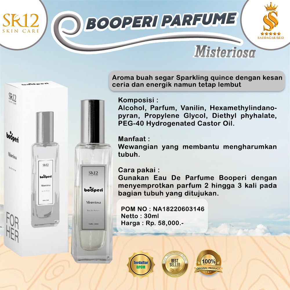 Booperi Parfum SR12 | Misteriosa Parfum Wanita | Fantasy Parfum Pria | Eau De Parfum | Parfum Tahan Lama | Parfum SR12 | Parfum Booperi | Parfum Badan | Booperi Perfume SR12 | Parfum | Wewangian | Parfume | SR12 Parfum | Pengharum Badan | Parfum BPOM