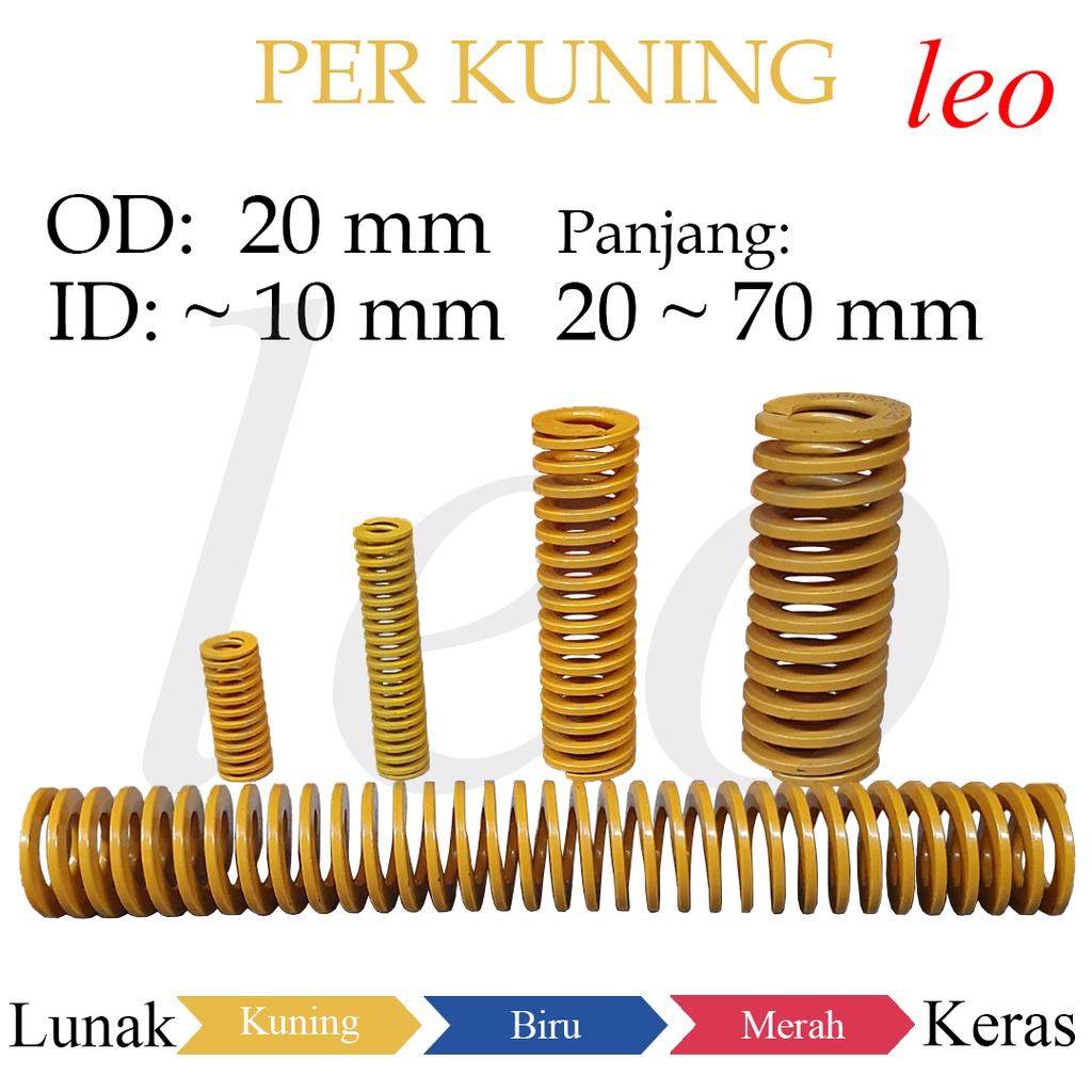Per Kuning OD 20mm ID 10mm L 20-70mm Yellow Coil Spring Mould Mold 20 mm