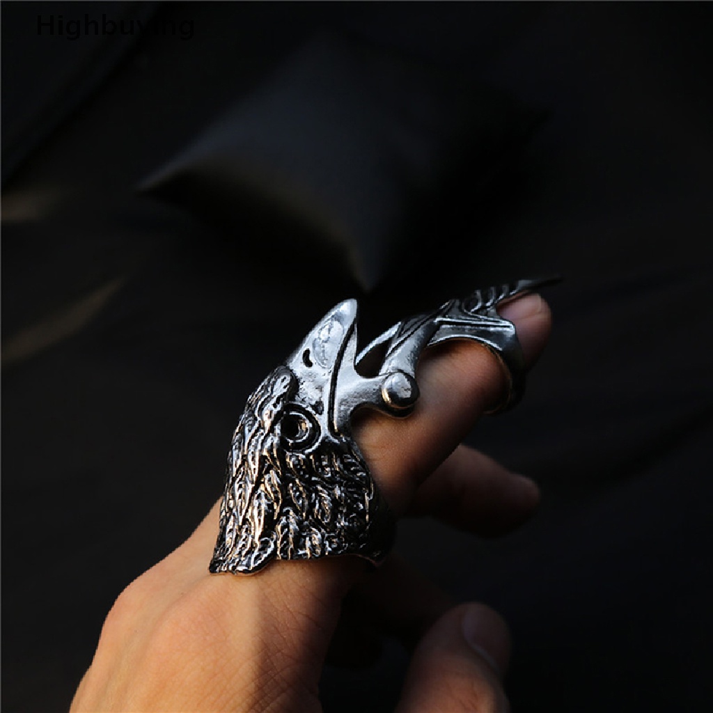 Hbid Batu Berat Punk Bersama Cincin Vintage Keren Elang Tengkorak Badak Tanduk Gothic Scroll Armor Buku Jari Logam Penuh Cincin Hewan Cakar Cincin Perhiasan Hadiah Glory