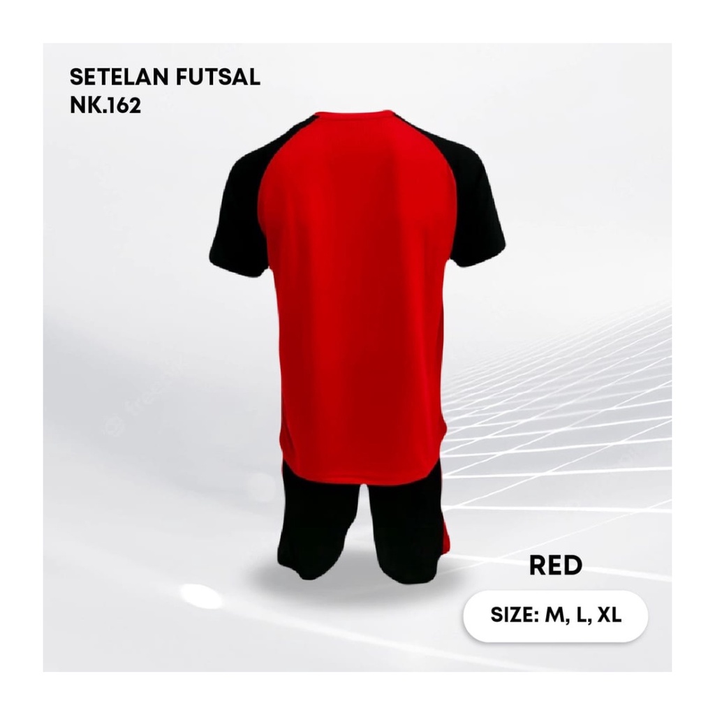 Kaos futsal pria NK162 setelan baju celana sepakbola jersey wanita dewasa t-shirt outfit seragam jarsey kostum olahraga pakaian apparel sport jersy jogging gym tenis hiking casual jersi print custom suit merah