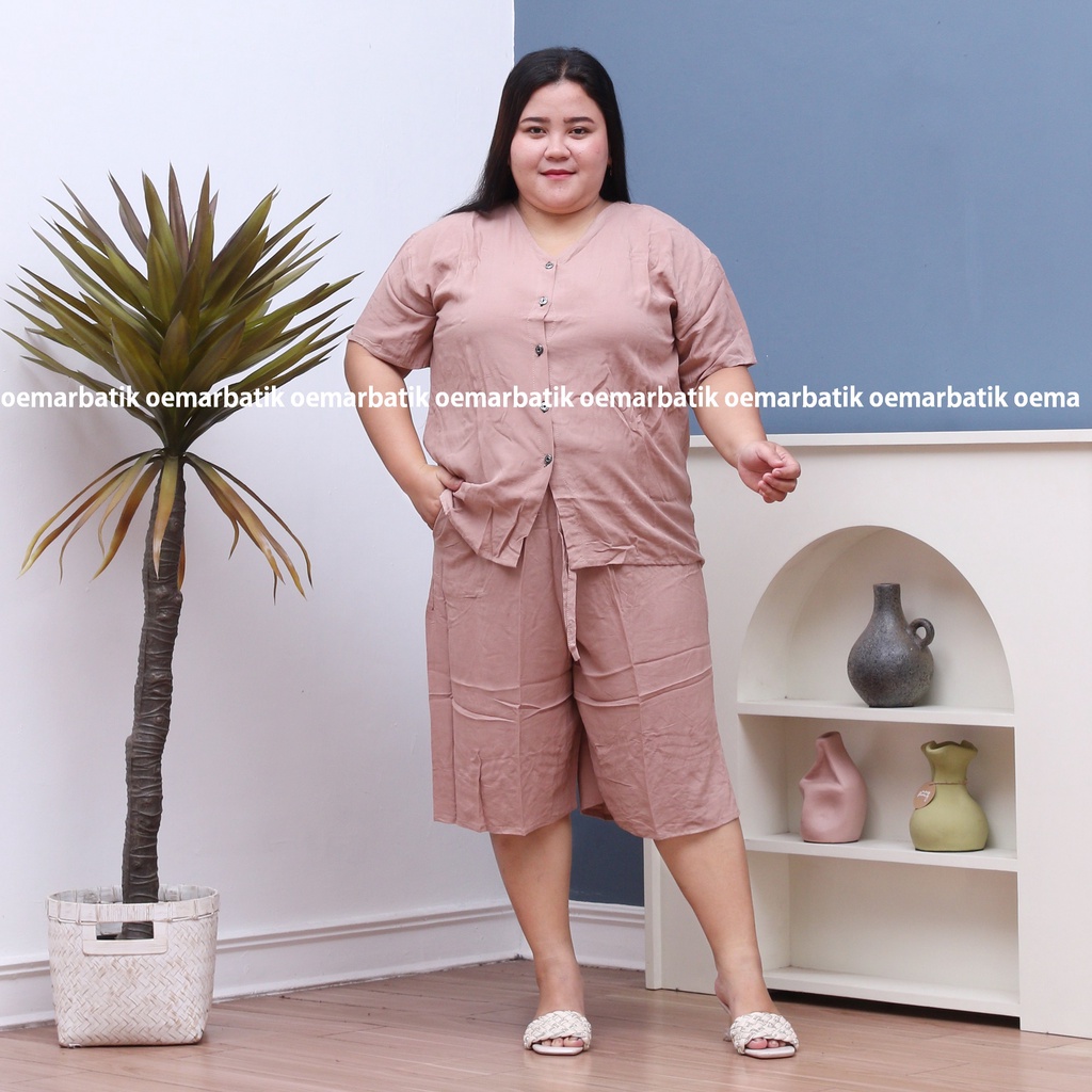 SETELAN PIYAMA JUMBO LD 130 | PIYAMA KANCING POLOS | PIYAMA RAYON POLOS | PIYAMA HITS