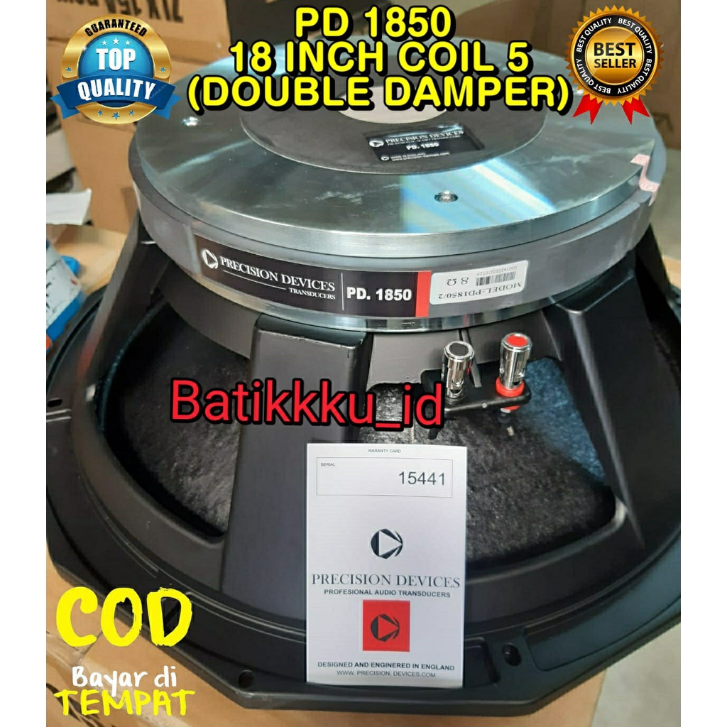 Speaker Komponen Precision Devices PD 1850 PD1850 DOUBLE DAMPER 18 INCH VOICE COIL 5