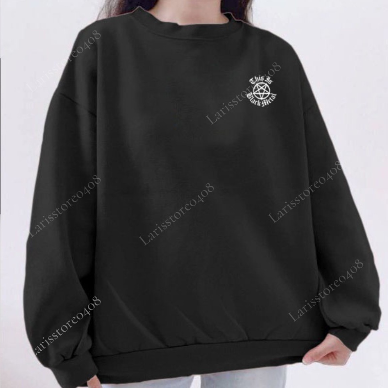 Sweater Hoodie This is Black Metal Hitam Size L/XL XXL Hoodie Switer Aesthetic Sweater Metal Oversiz