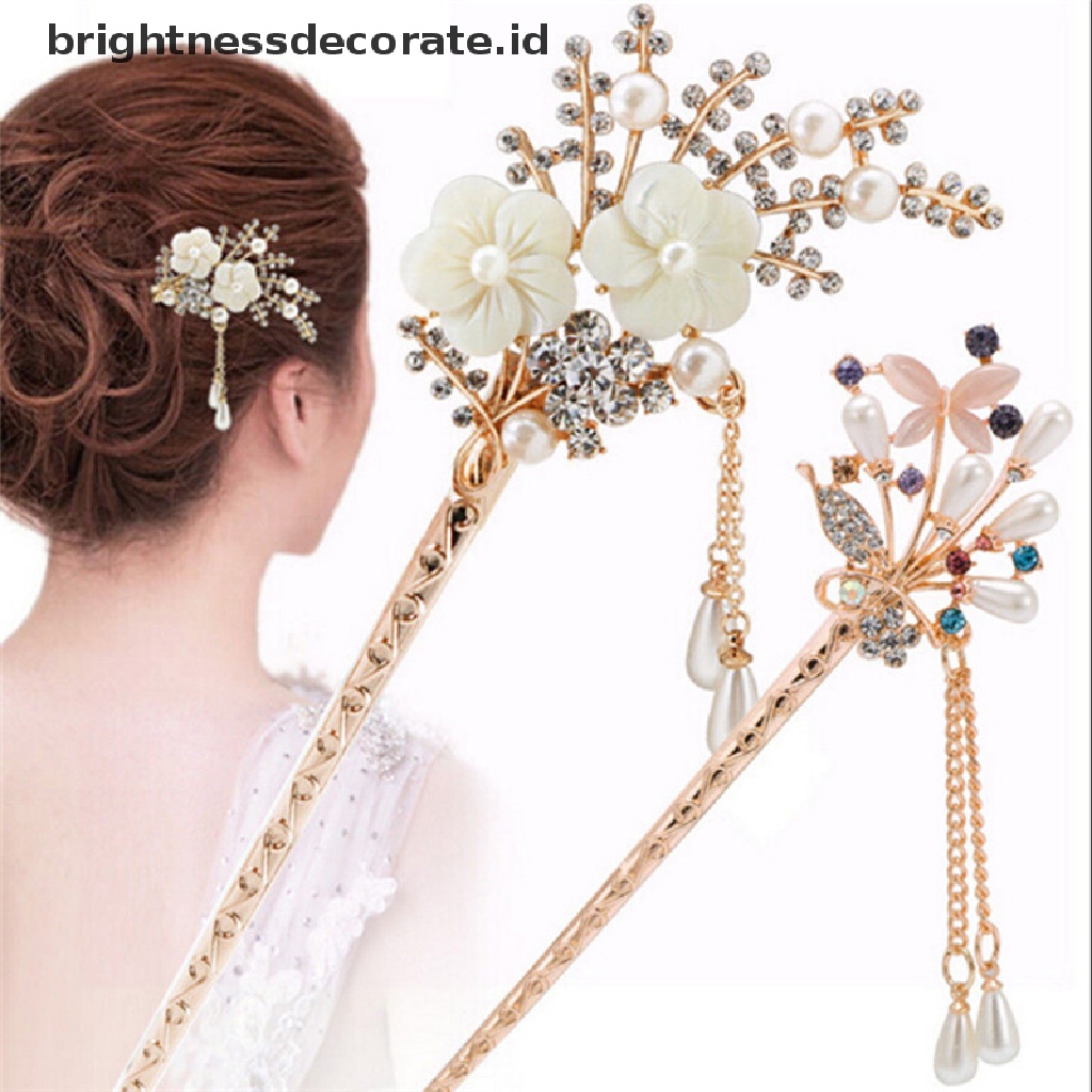 [Birth] Wanita Elegan Hadiah Pernikahan Hair Pin Warna-Warni Jepit Rambut Berlian Imitasi Rambut Bunga [ID]