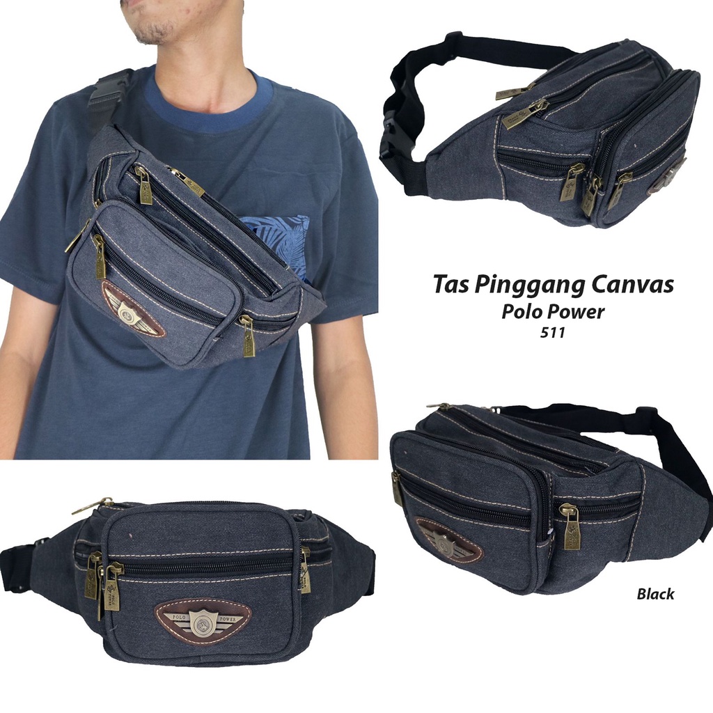 Tas Pinggang Kanvas Pria POLO POWER Waist bag Canvas Import Tas Slempang Import Pria Sling bag Fashion Korea Waterproof