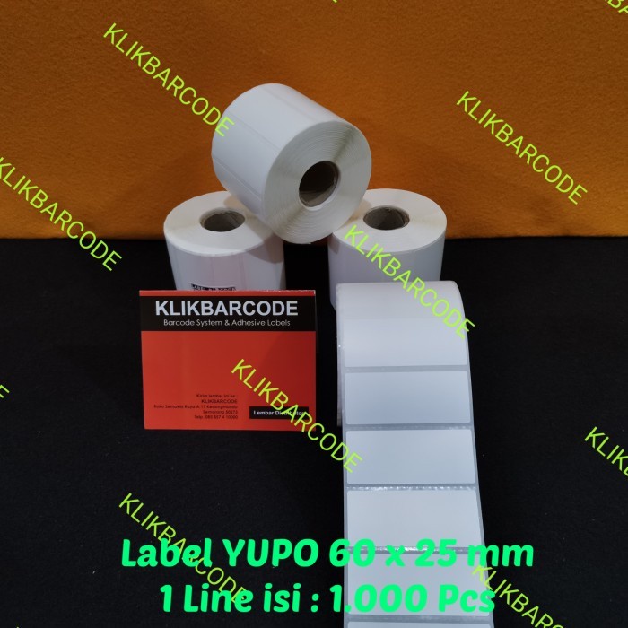 

Label Barcode Yupo 60 x 25 1000 pcs stiker kaleng cat besi kabel dus