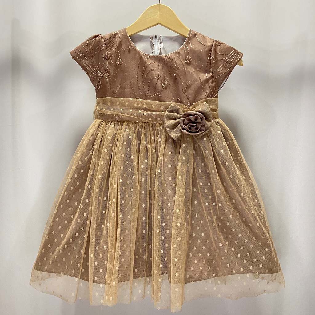 Gaun pesta anak perempuan tile polkadot untuk usia 3 sampai 11 tahun