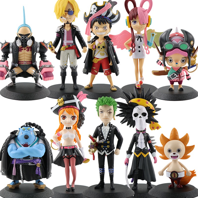 5pcs One Piece Anime Red Film Figure Luffy Uta Roronoa Zoro Sanji Nami Brook Chopper Action Figure Mainan Model Kolekte