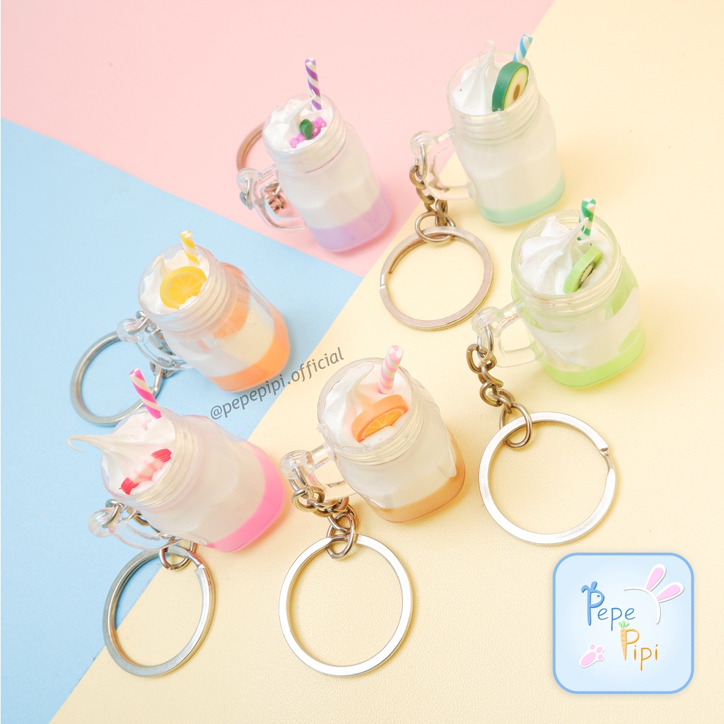 Gantungan Kunci Resin Drink Fruity Float Ganci Keychain Hiasan Tas karet Gantung Hiasan Aksesoris Ice cream es krim