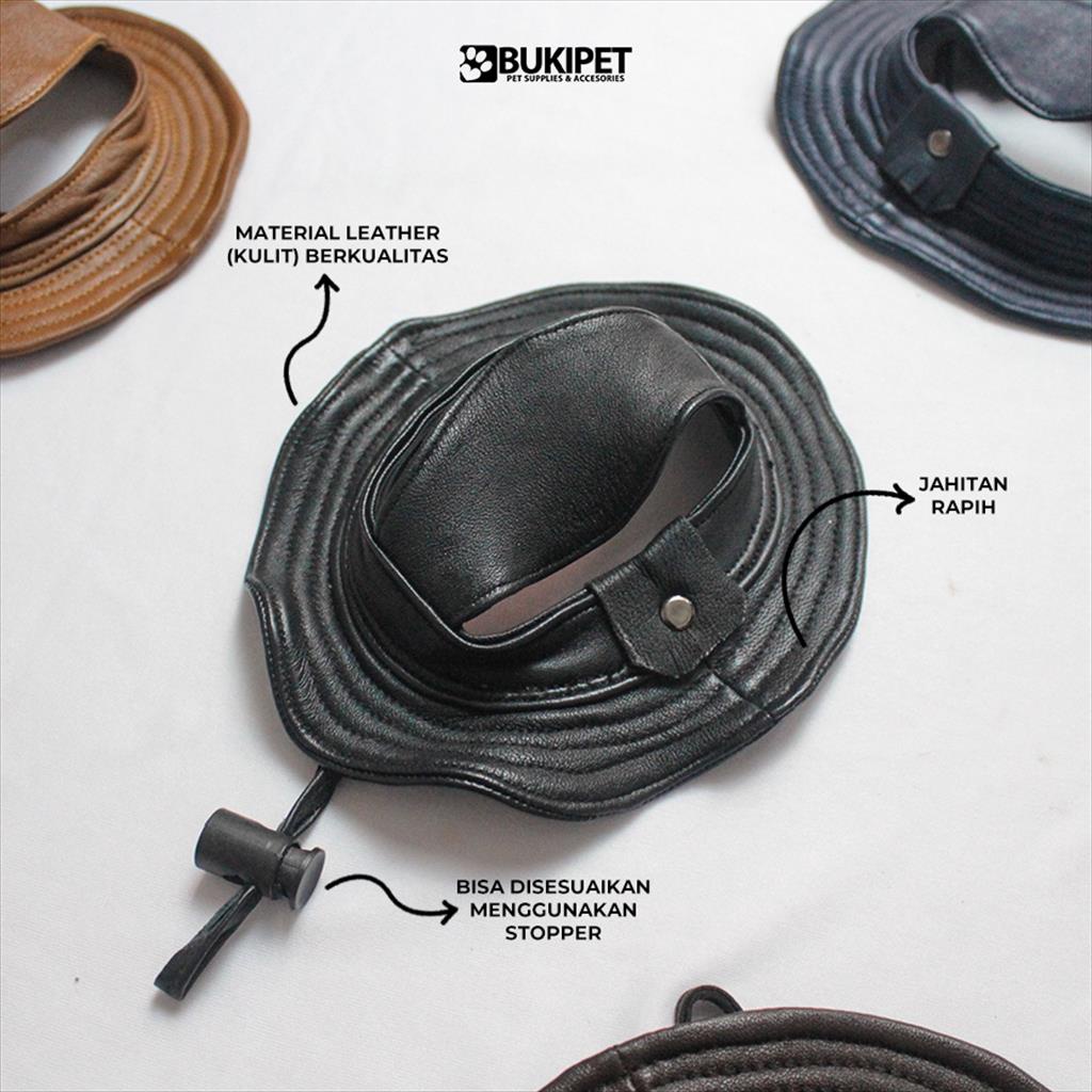 Topi Kucing dan Anjing Lucu Aksesoris Hewan - COWBOY LEATHER HAT
