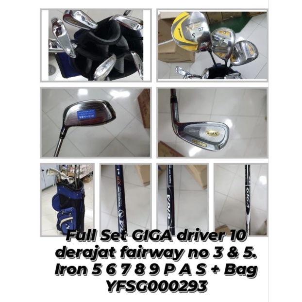 Stik golf Full Set GIGA Driver 10 derajat fairway no 3 dan 5. Iron 5 6 7 8 9 P A S + Bag Bekas secon