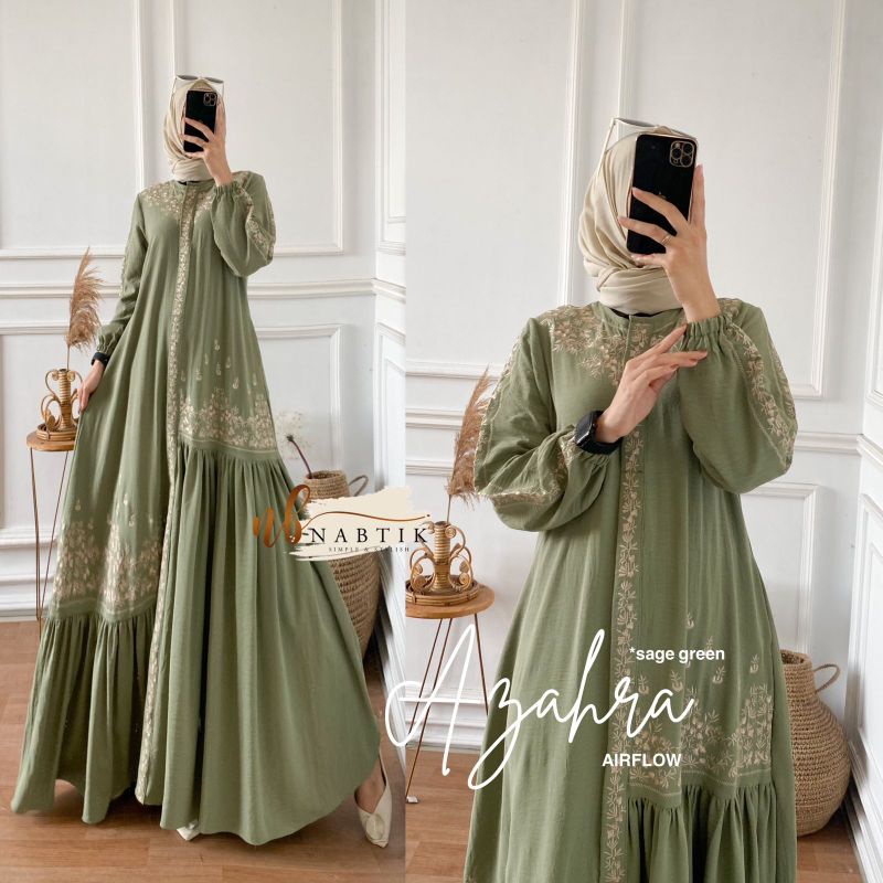 Azahra Abaya Bordir original Nabtik / Victory / Salsa / set abaya / Abaya / Abaya bordir/ Gamis