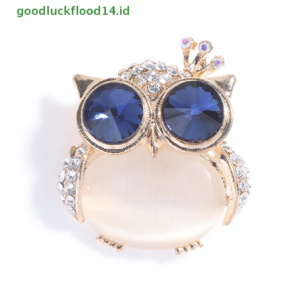 [GOOGFOUR] 1pc Bros Burung Hantu Mata Biru Untuk Wanita Hewan Lucu Brooch Pin Aksesoris Pakaian [TOP]