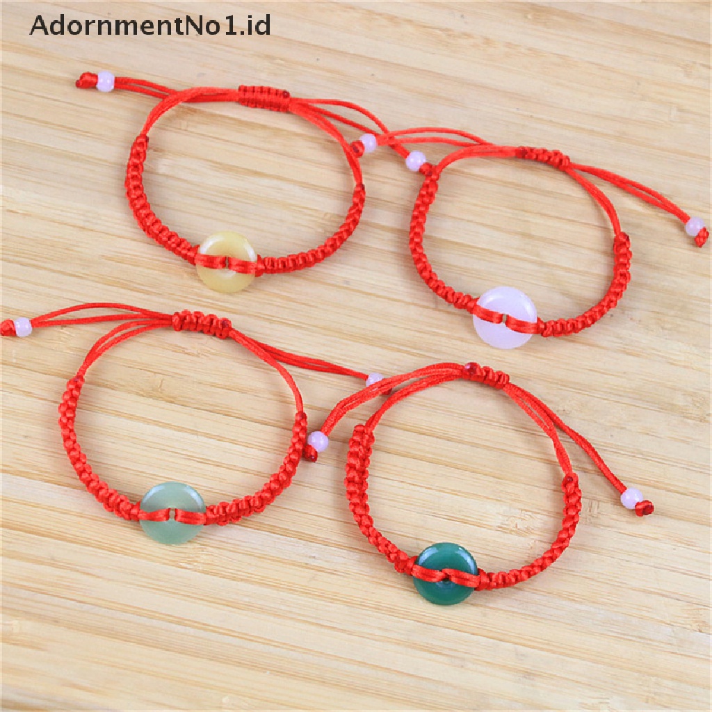 [AdornmentNo1] Trendi Imitasi Giok Safety Gesper Tali Merah Handmade Kepang Gelang Wanita Perhiasan Hadiah [ID]