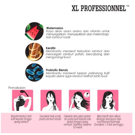MASKER RAMBUT KETOMBE XL PROFESSIONNEL SLEEK N GLOW HAIR MASK 30ML WATERMELON