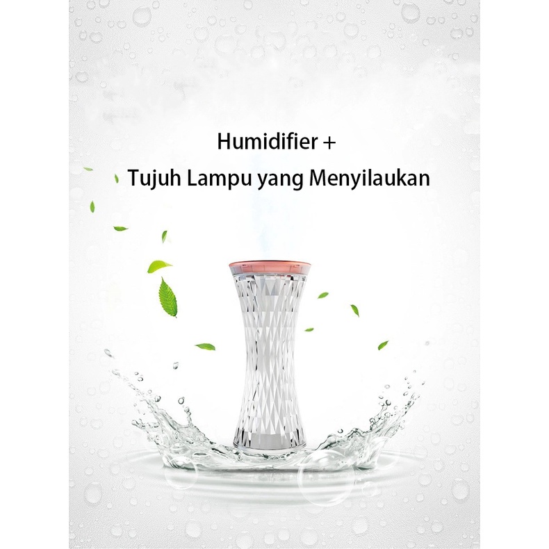 Mini Humidifier Menyilaukan Lampu Malam Ambient Desk Lamp Humidifier Rumah Desktop Volume Kabut Besar Semprotan Kamar Tidur  USB Humidifier